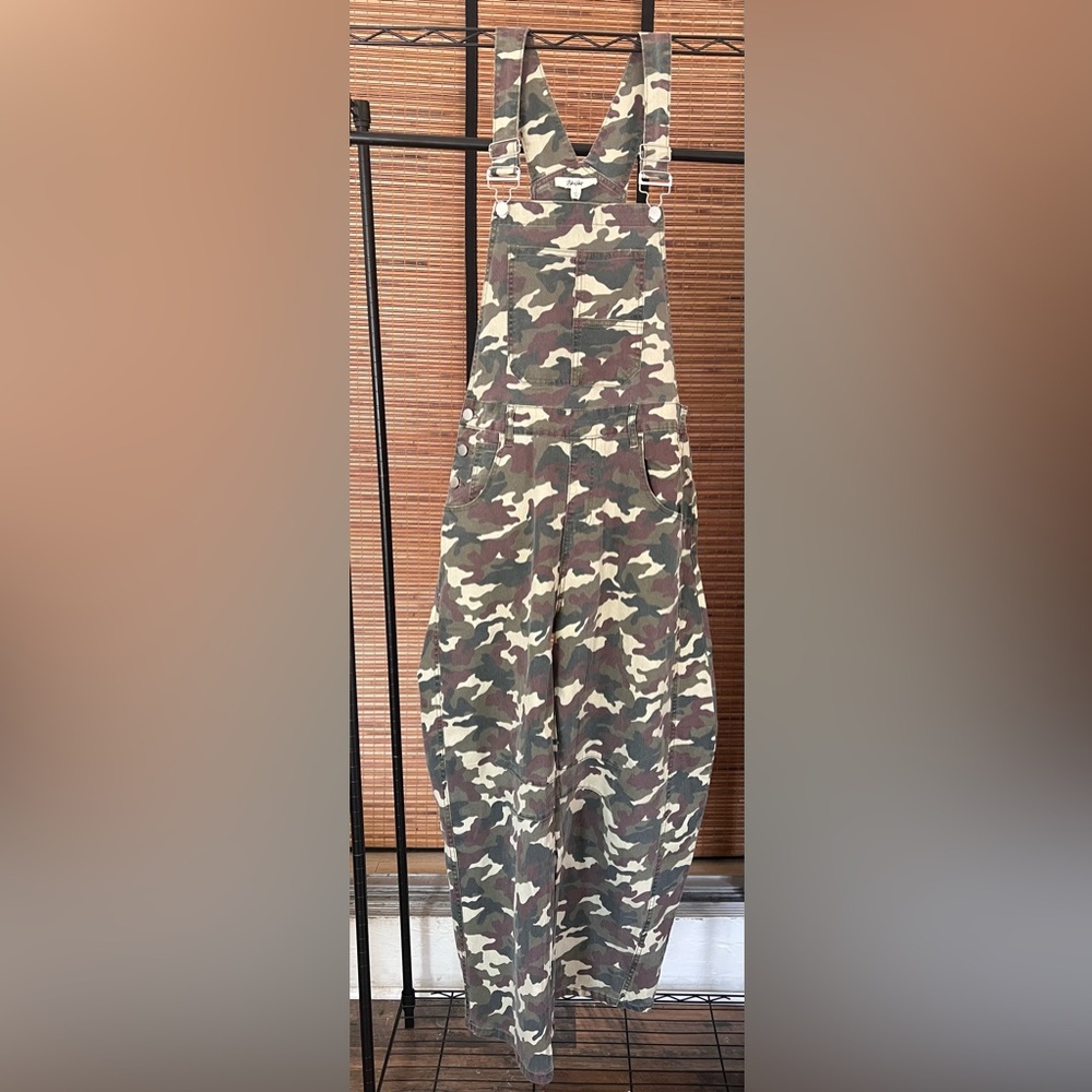 Blue Velvet Camo Print Overalls - size small